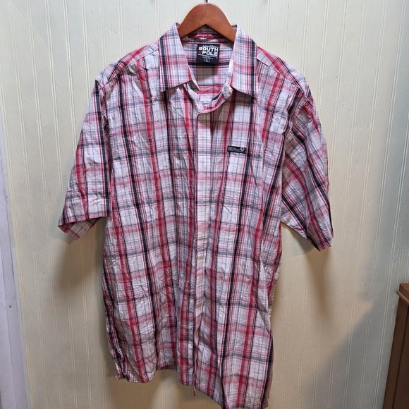 Southpole Other - Southpole Shirt Mens Large Red Plaid Short Sleeve Button Up Woven Cotton Casual